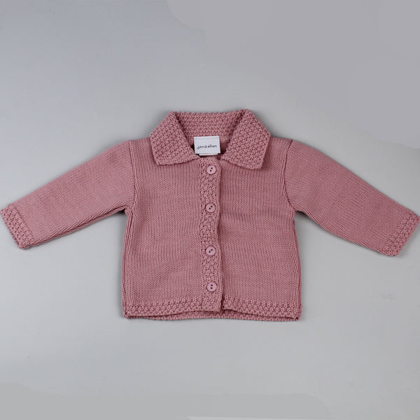 baby girls knitted dandelion dusky pink cardigan