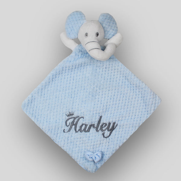 baby comforter custom elephant blue