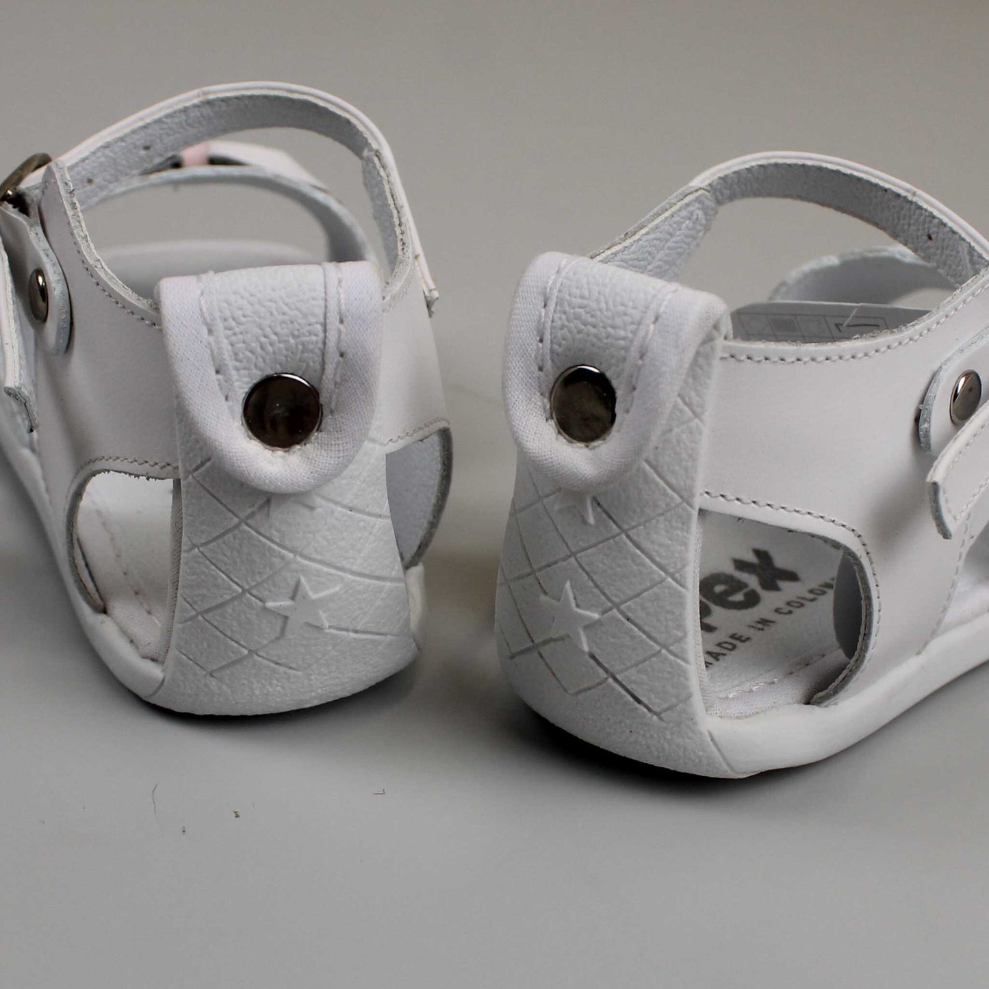 Pex Elena First Walker Sandals - Hard Sole White/Pink Leather