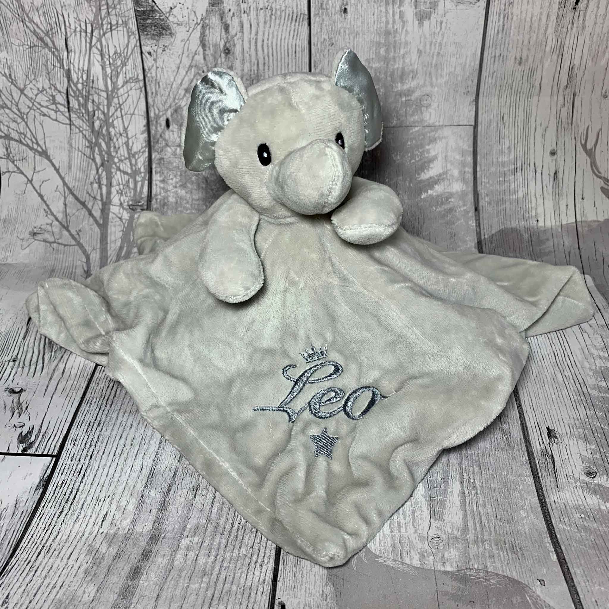 Personalised Baby Comforter Elephant Grey Lullaby Lane Baby Shop