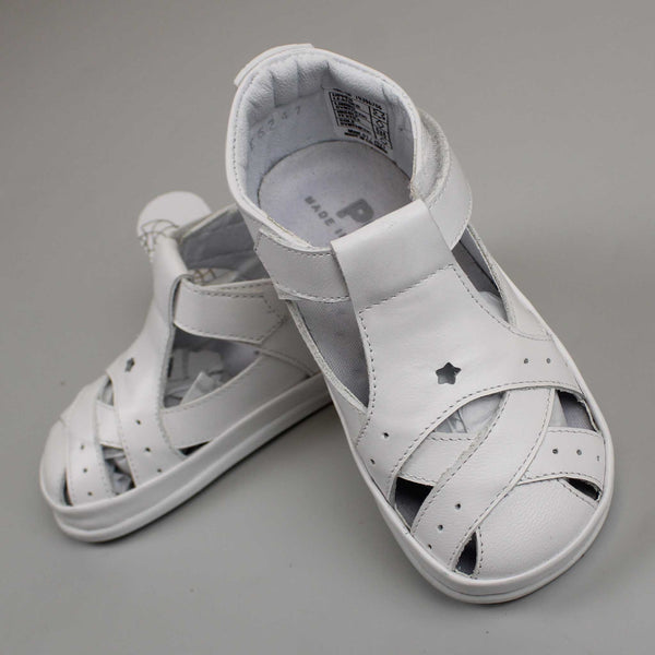 baby boys hard soul white leather sandals