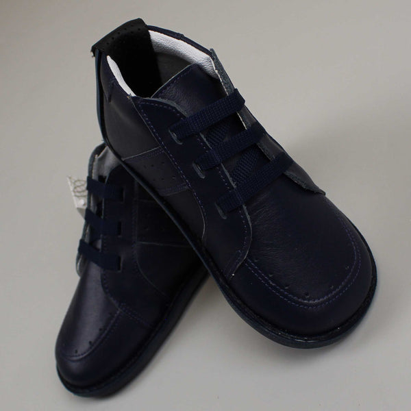 navy laced black leather shoes