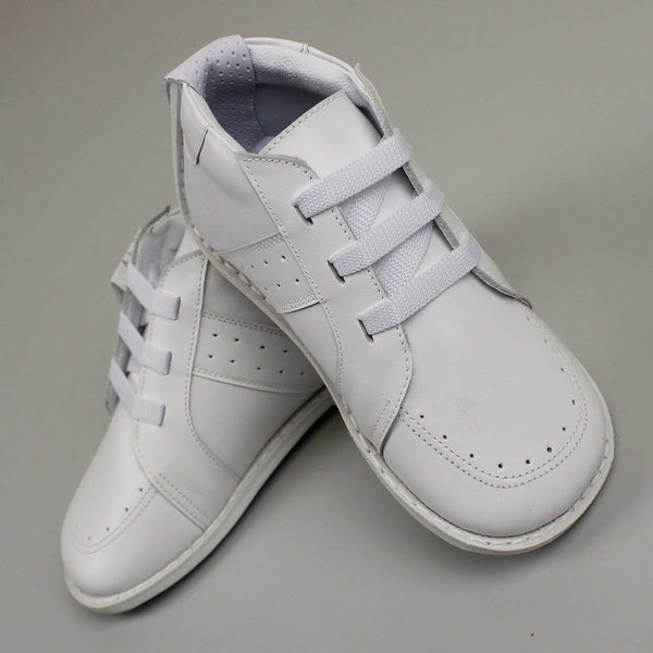 Leather hard sole laced white shoes