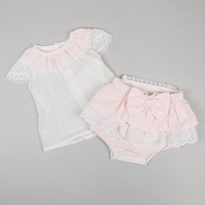 baby girls frilly Spanish summer outfit pink 