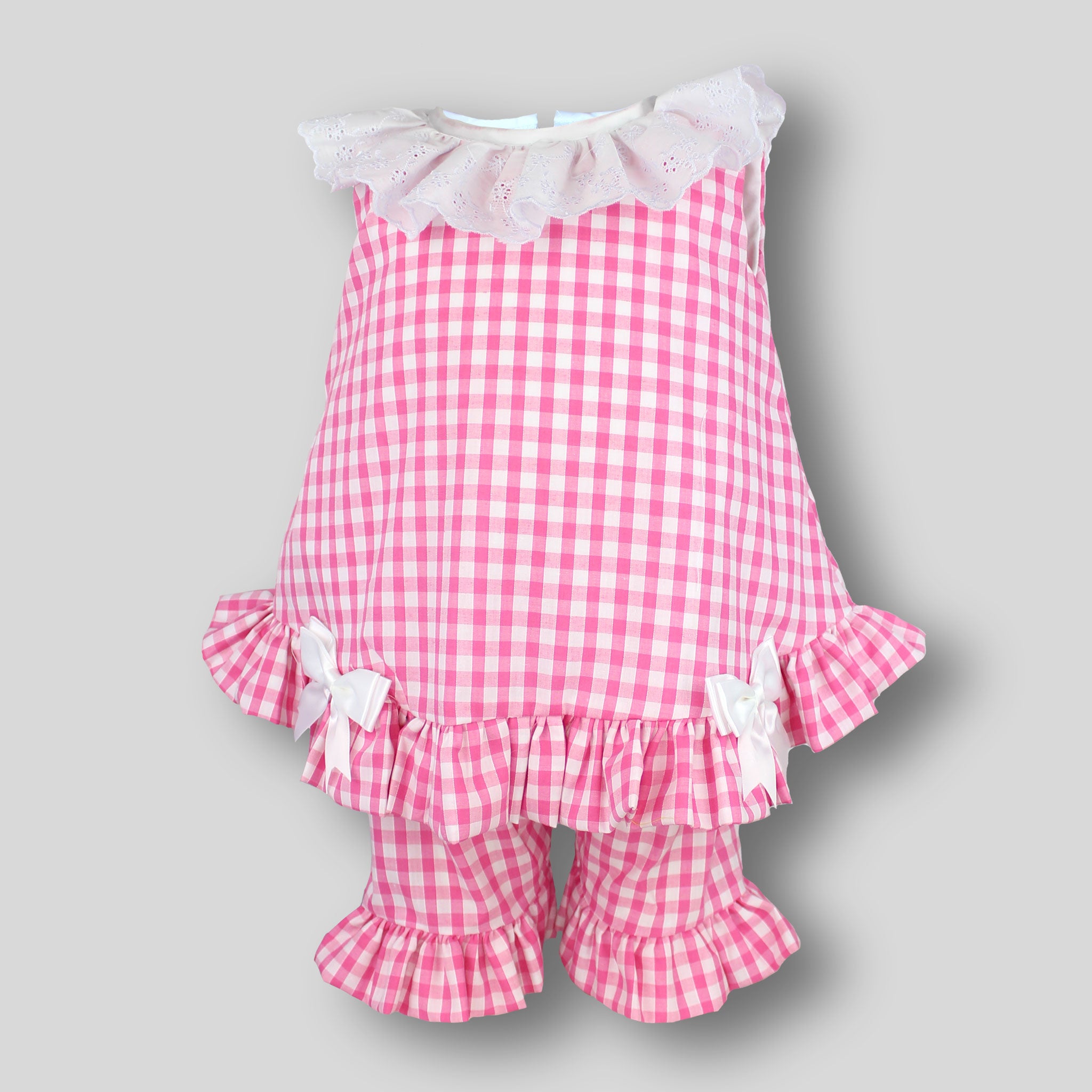 baby girl outfit  pink set gingham check