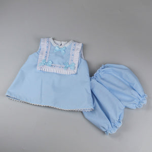 baby girls blue summer dress with knickers set