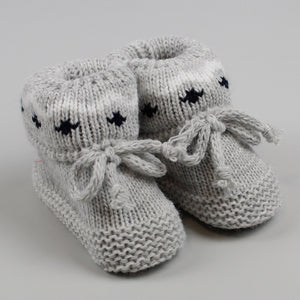 baby unisex newborn to six month grey booties knitted pattern