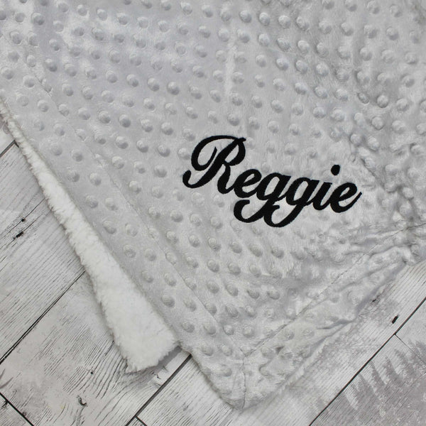 Deluxe Personalised Baby Blanket - Grey