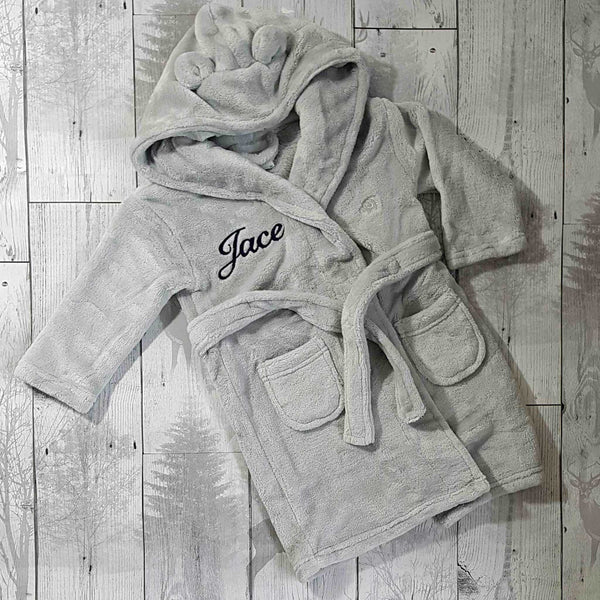 baby dressing gown grey
