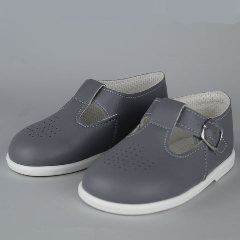 unisex baby hard sole first walker shoes in grey