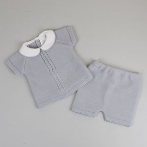 baby boys affordable knitted grey two piece outfit