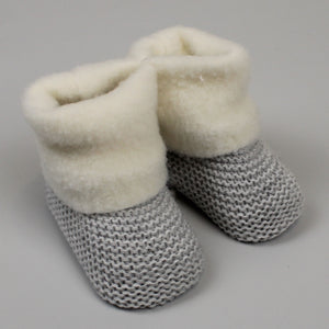 baby unisex grey knitted booties