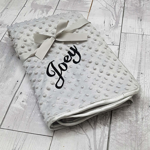 personalised baby blanket grey custom cover