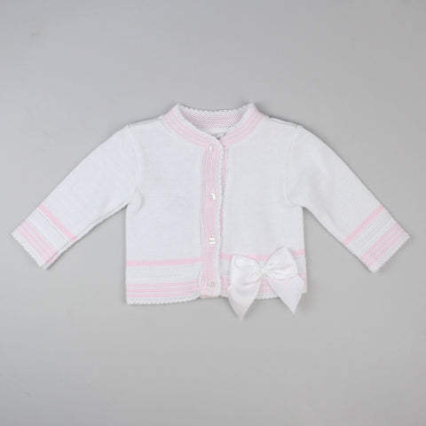 pex designer girls white and pink cardigan