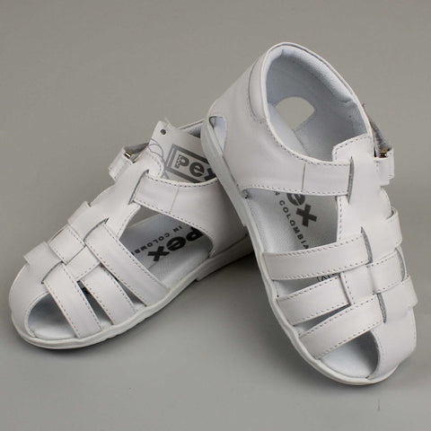 boys sandals white size 4 and size 5 leather by pex