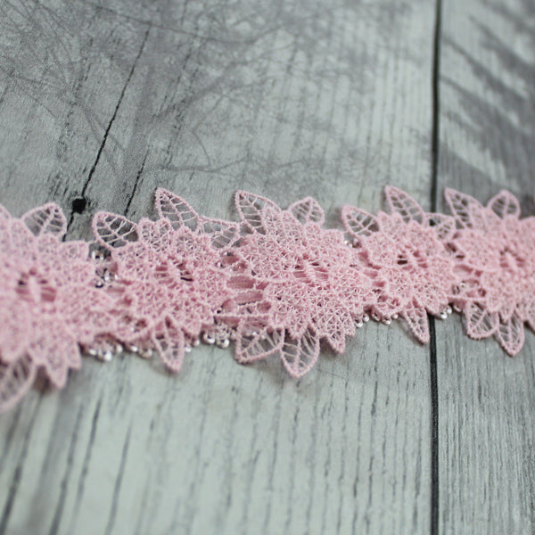 flower lace baby girls headband in pink