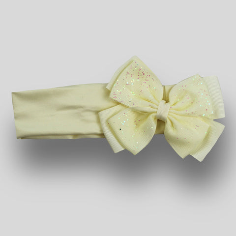 Baby headband with Glitter Bow - Lemon Yellow