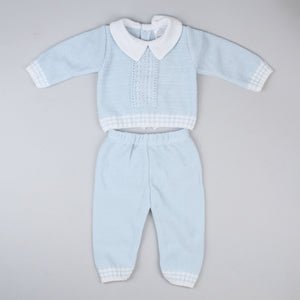 Baby Boys Two Piece Knitted Outfit - Blue - Pex Henry