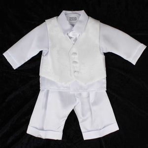 baby boys christening suit white with waistcoat pex