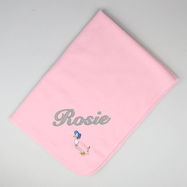 Personalised Baby Blanket -Pink with duck