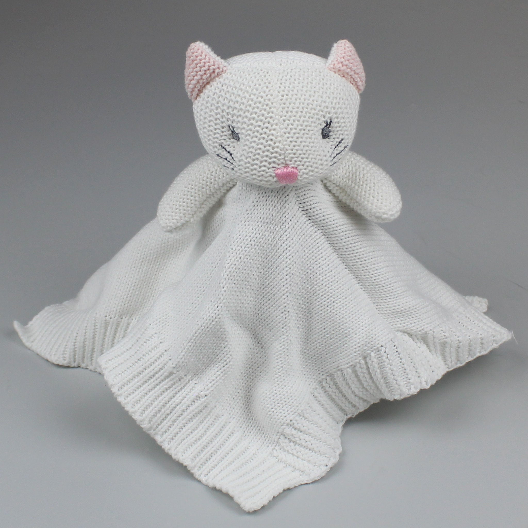 baby comforter custom kitten snuggy knitted white