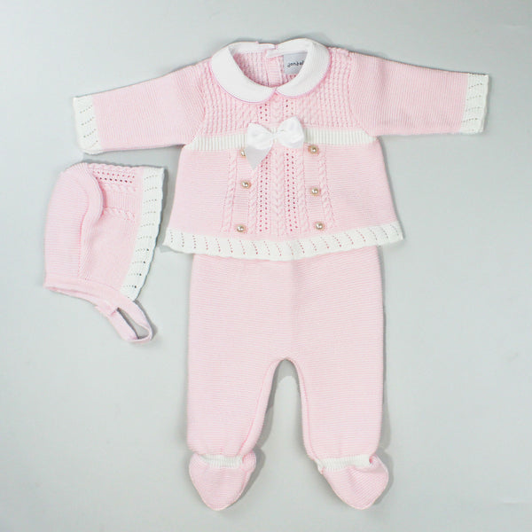baby girls pink and white Knitted outfit