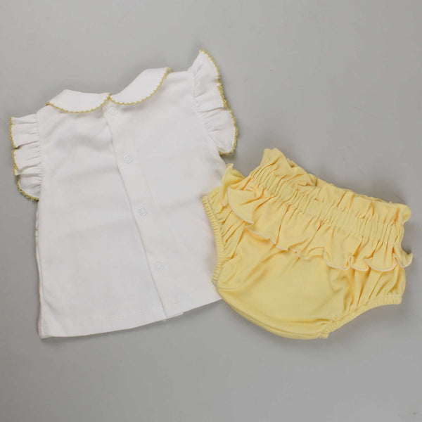 baby girls smocked outfit with lemon jam pants