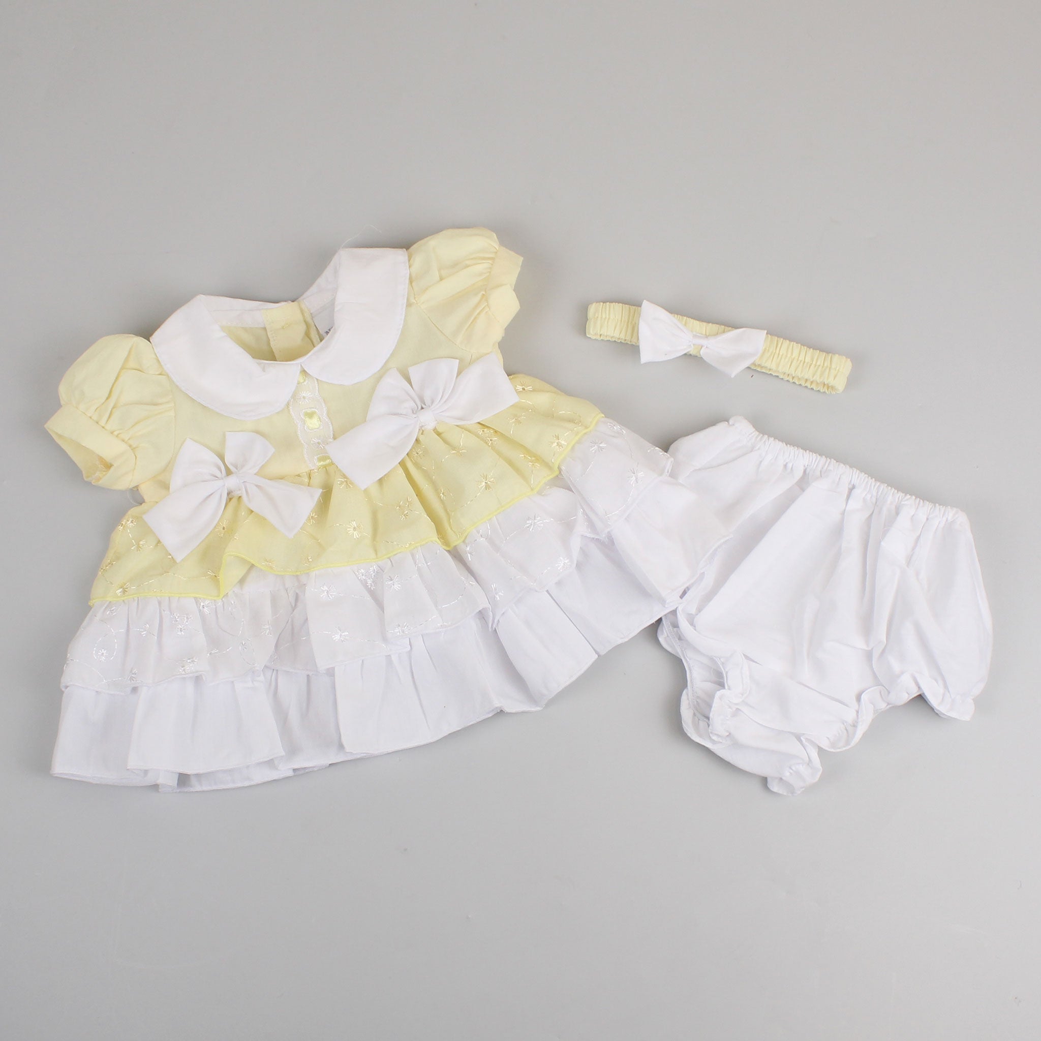 baby girl easter outfit lemon yellow dress in a spanish style