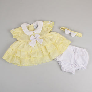 baby girls spring summer clothes dress in lemon yellow