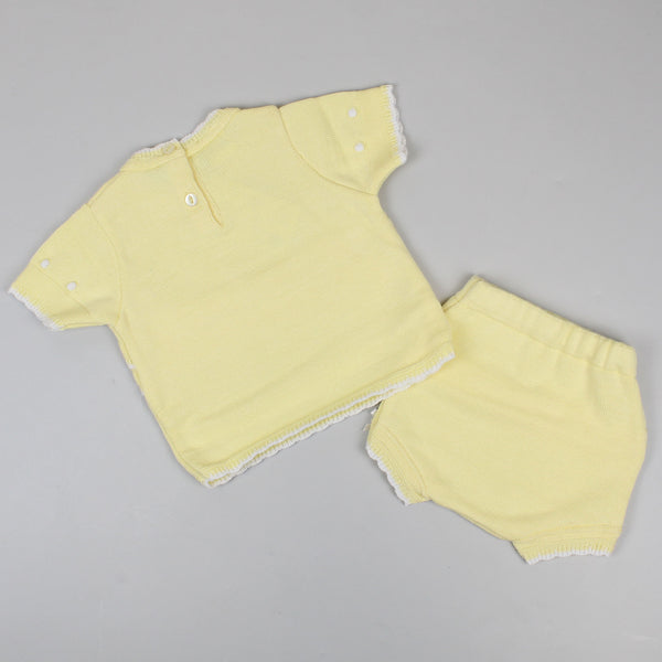 Baby Girls 2 Piece Knitted Outfit - Lemon
