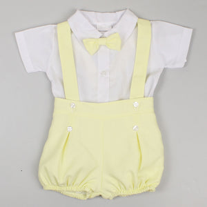 baby boys easter spring outfit smart shirt and short co ords with bow tie
