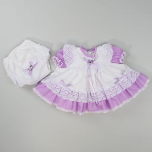 lilac and white baby girls dress