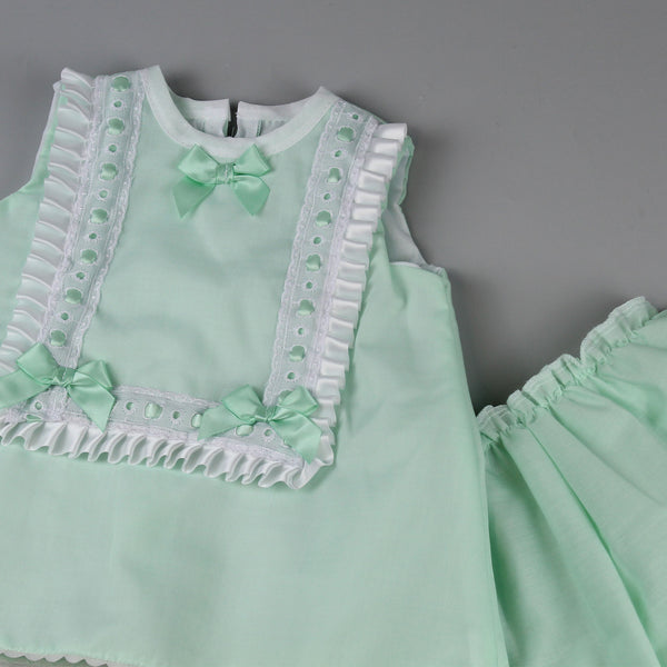 baby girls mint summer dress and bloomers