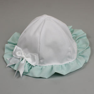 baby girl white and mint green summer sun hat - sunhat