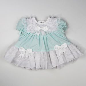baby girl frilly dress mint green