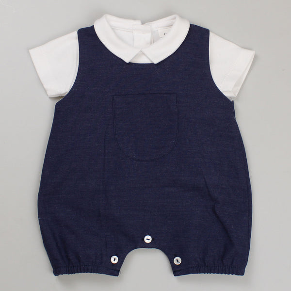 baby boys navy romper and shirt