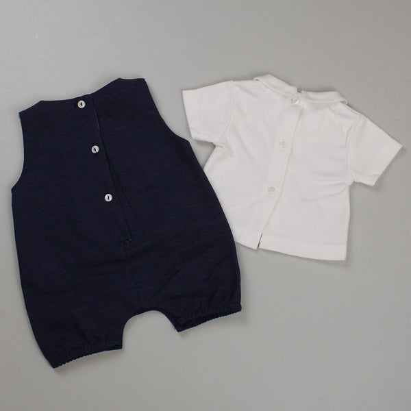 baby boys two piece navy outfit romper