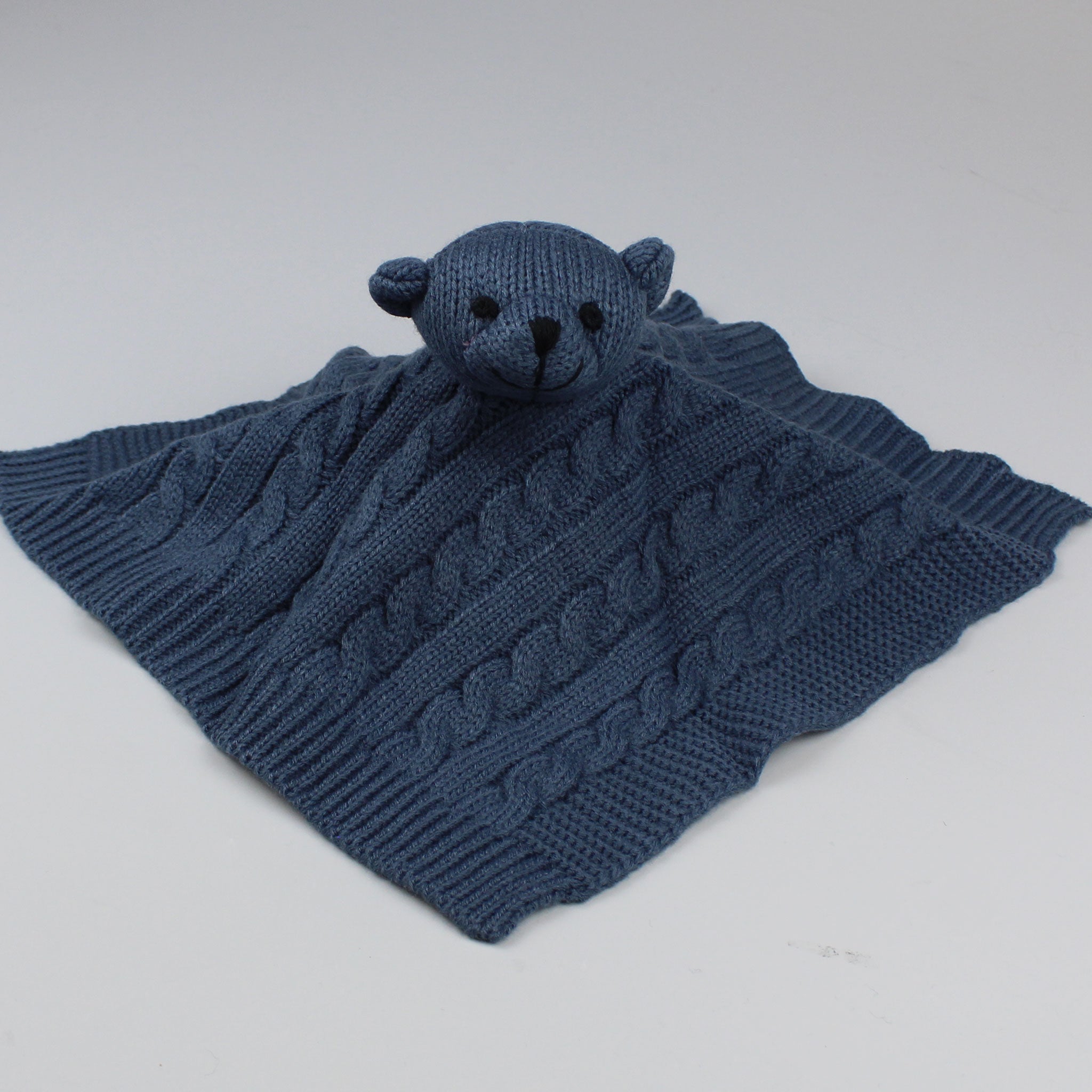 navy blue knitted bear