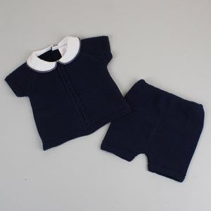 navy affordable boys knitted two piece outfit