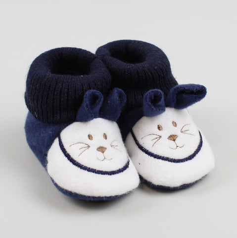 navy blue knitted bunny bootie