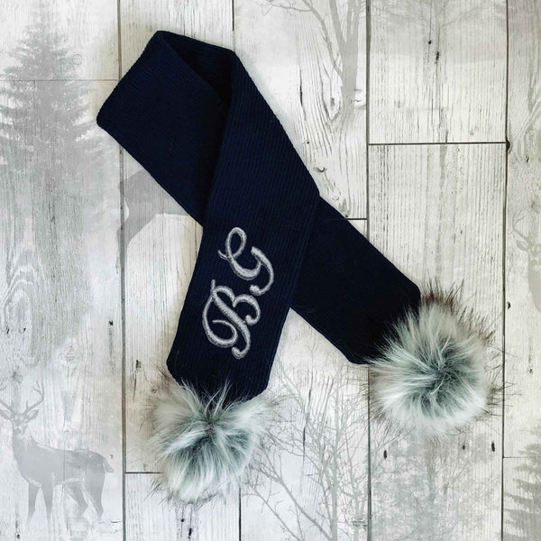 personalised baby scarf navy blue