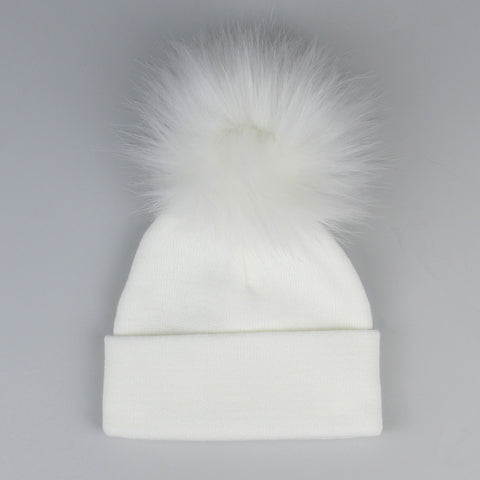 Pastel White Pom Hat - 2 to 6 years