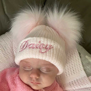 pastel pink personalised baby girls hat