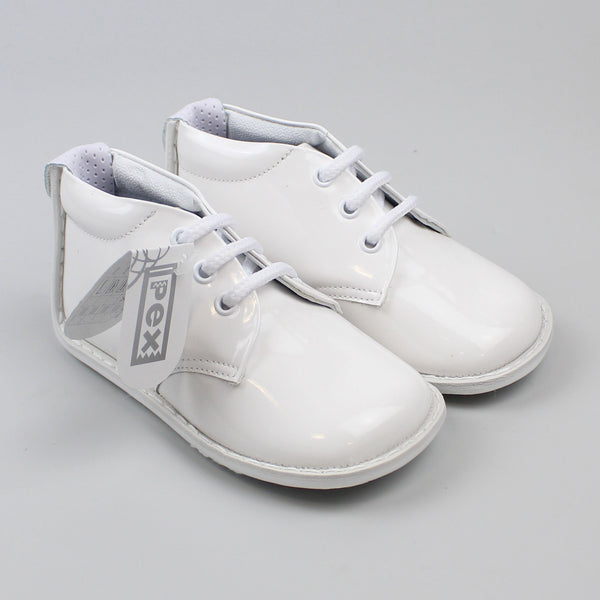 baby boys white leather pex laced shoes