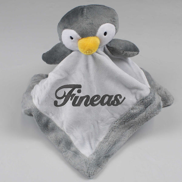 personalised Penguin comforter for baby boy or girl