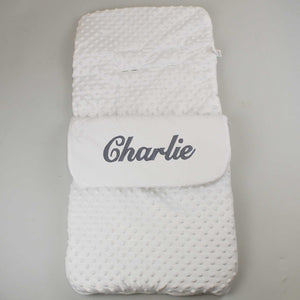 baby unisex personalised white cosy toes footmuff