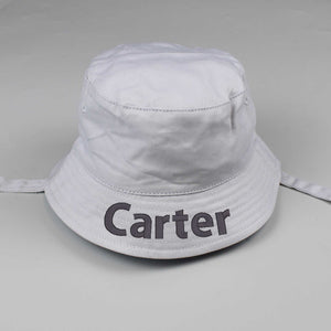 unisex grey personalised baby bucket hat