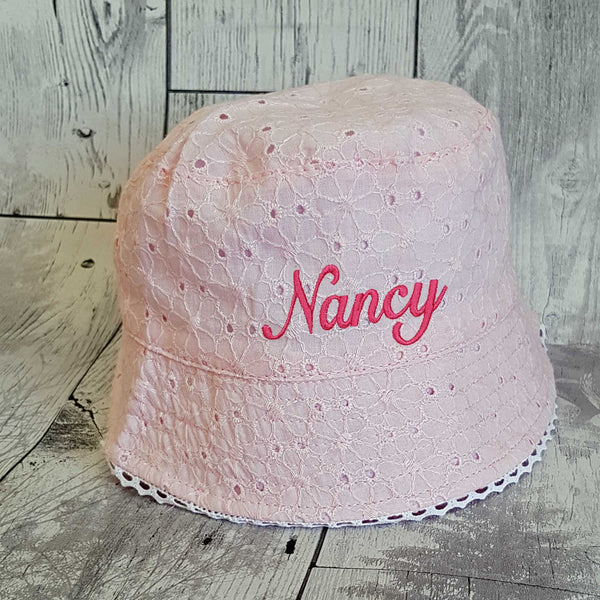 baby girls custom bucket hat pink