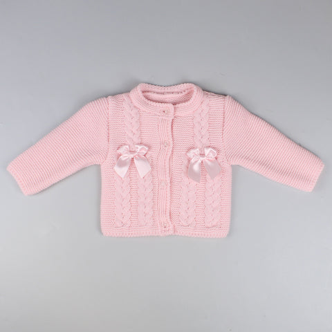 pink baby girls knitted bows cardigan