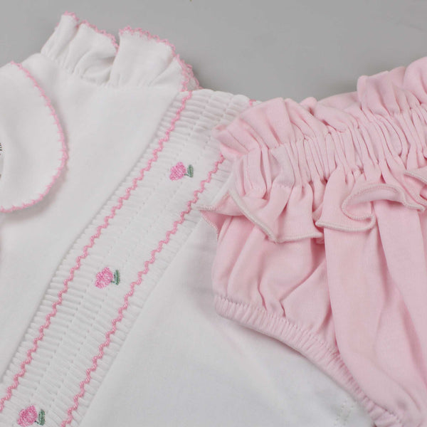 baby girls pretty frilly pink outfit